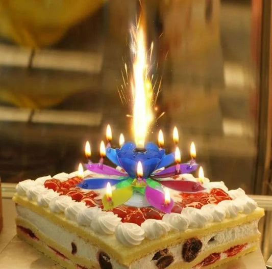 Melody Birthday Musical Flower Candle - Rotating Musical Cake Candle Click to buy