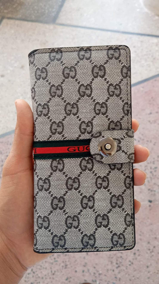Gucci Style Long Wallet - Off White & Brown Designer Luxury Wallet Click to buy