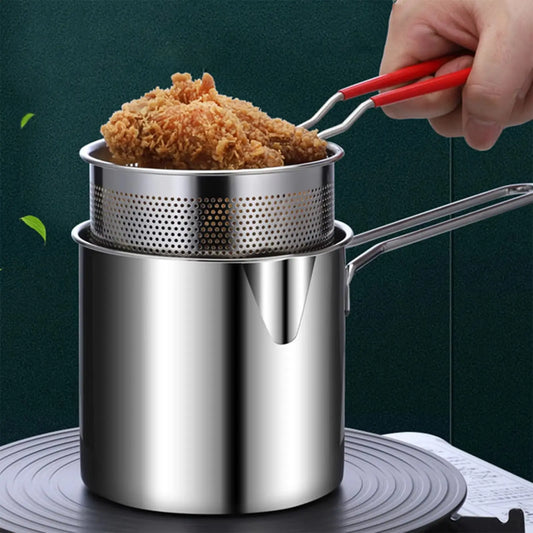 Stainless Steel 1200ml Deep Fryer Pot with Strainer – Perfect for Ramadan Iftar & Sehri Click to Buy