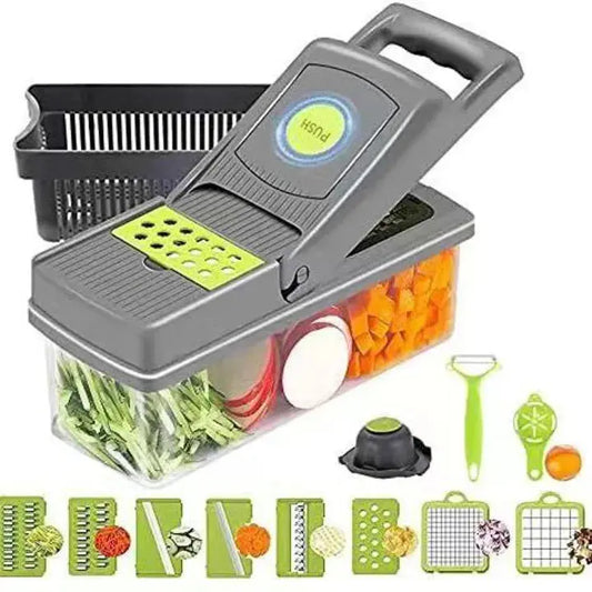 16-in-1 Multi-Function Vegetable Chopper – Heavy-Duty Food Cutter with Colander & Storage Box Click to buy