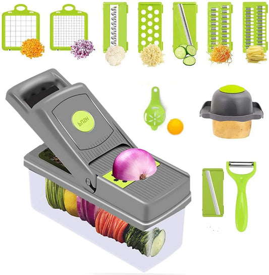 16-in-1 Multi-Function Vegetable Chopper – Heavy-Duty Food Cutter with Colander & Storage Box Click to buy