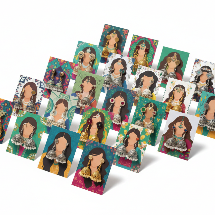 Earrings Eidi Cards Pack of 27 - Eid Gift Presentation Cards Click to buy
