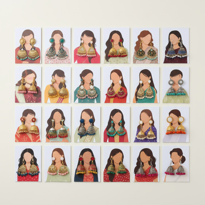 Earrings Eidi Cards Pack of 27 - Eid Gift Presentation Cards Click to buy