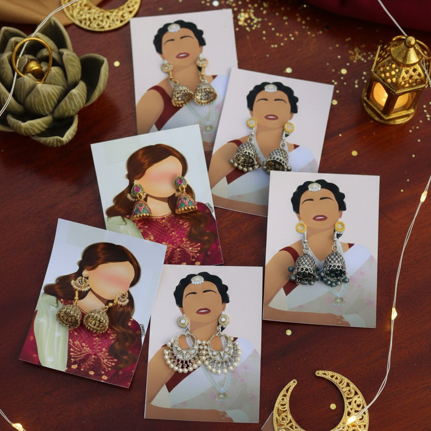 Earrings Eidi Cards Pack of 27 - Eid Gift Presentation Cards Click to buy