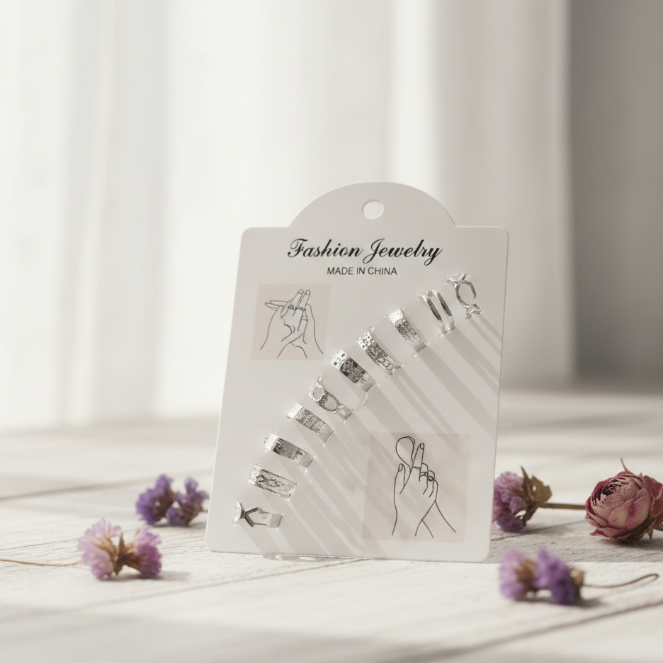 10 Pcs Adjustable Rings Set - Black, Golden & Silver Fashion Jewelry Click to buy