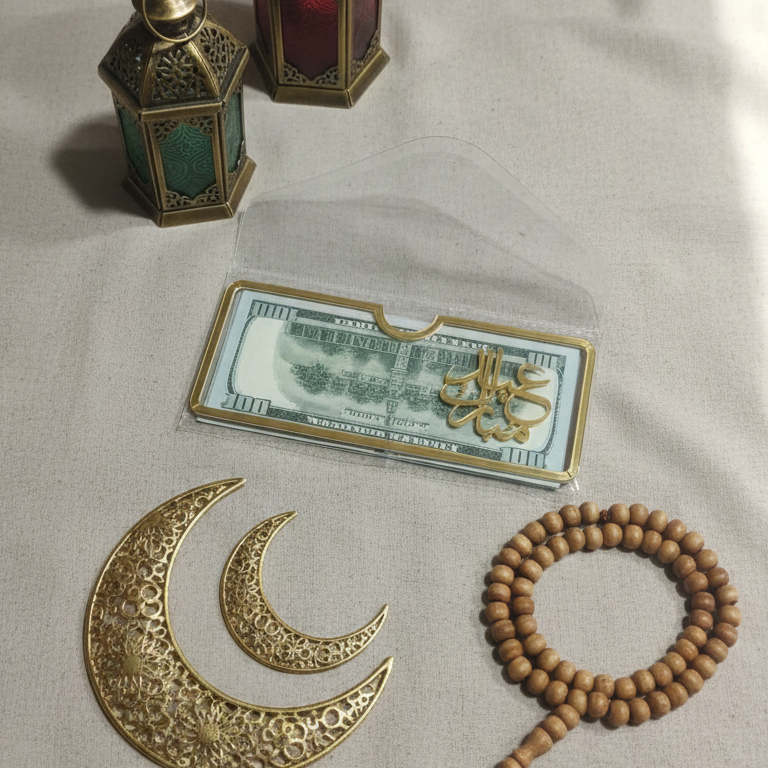 Acrylic Transparent EID Mubarak Eidi Envelope - Premium Gift Holder Click to buy