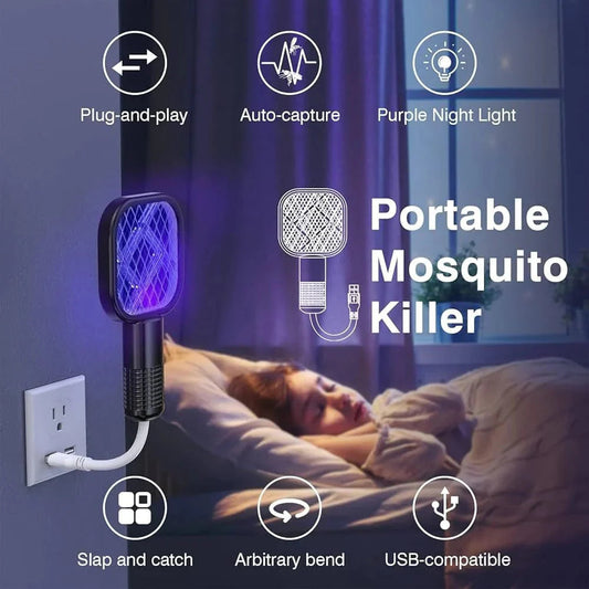 USB Rechargeable Mosquito Killer Racket with UV Light - Portable Bug Zapper Click to buy