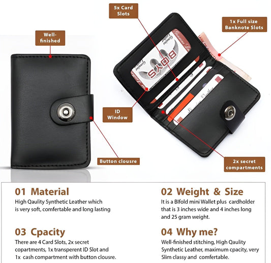 Premium Leather Wallet for Men & Boys - Slim Bifold with Magnetic Closure Click to buy