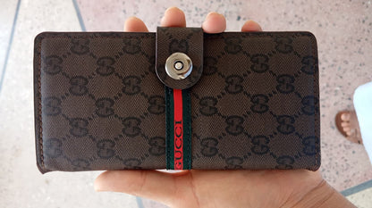 Gucci Style Long Wallet - Off White & Brown Designer Luxury Wallet Click to buy