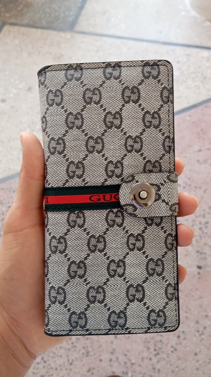 Gucci Style Long Wallet - Off White & Brown Designer Luxury Wallet Click to buy