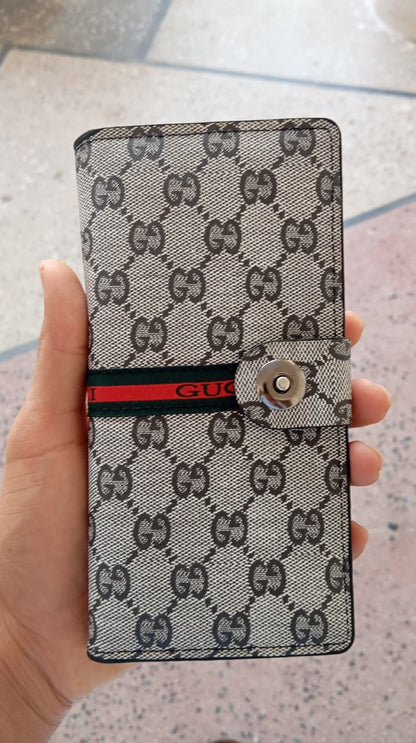 Gucci Style Long Wallet - Off White & Brown Designer Luxury Wallet Click to buy