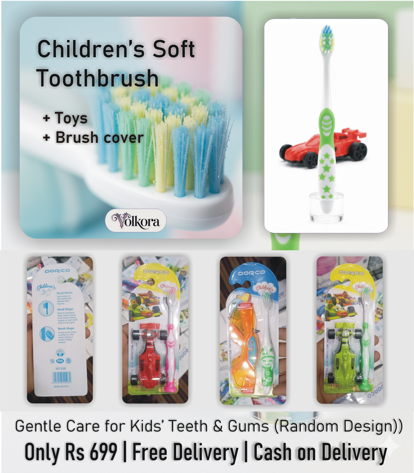 DORCO Children's Soft Toothbrush Set with Toy - Kids Dental Care Click to buy
