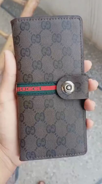Gucci Style Long Wallet - Off White & Brown Designer Luxury Wallet