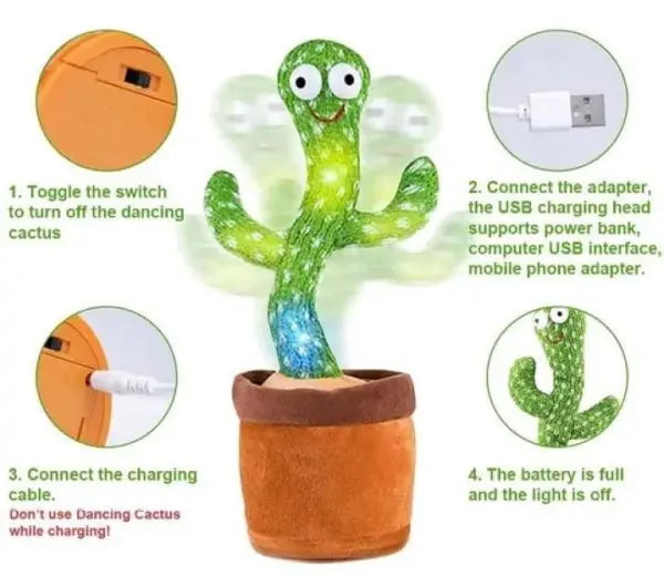 Viral Dancing Cactus Toy – Rechargeable Talking & Singing Plush for Kids (With Hat) Click to buy
