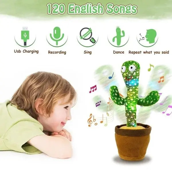 Viral Dancing Cactus Toy – Rechargeable Talking & Singing Plush for Kids (With Hat) Click to buy